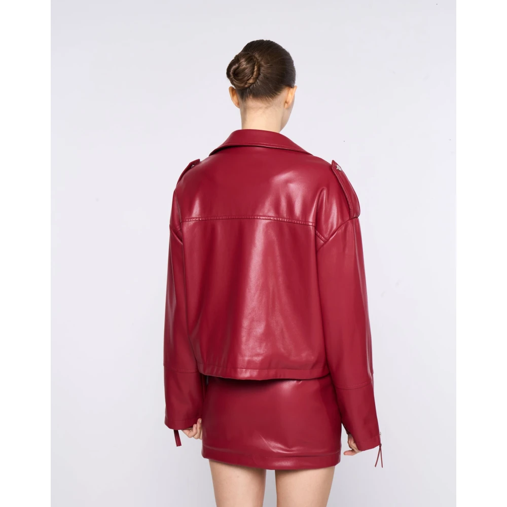 Silvian Heach Bikerjack met riem en rits Red Dames