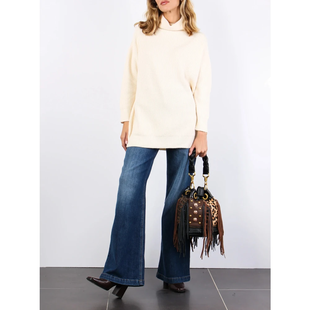Manila Grace Trui met hoge hals Beige Dames