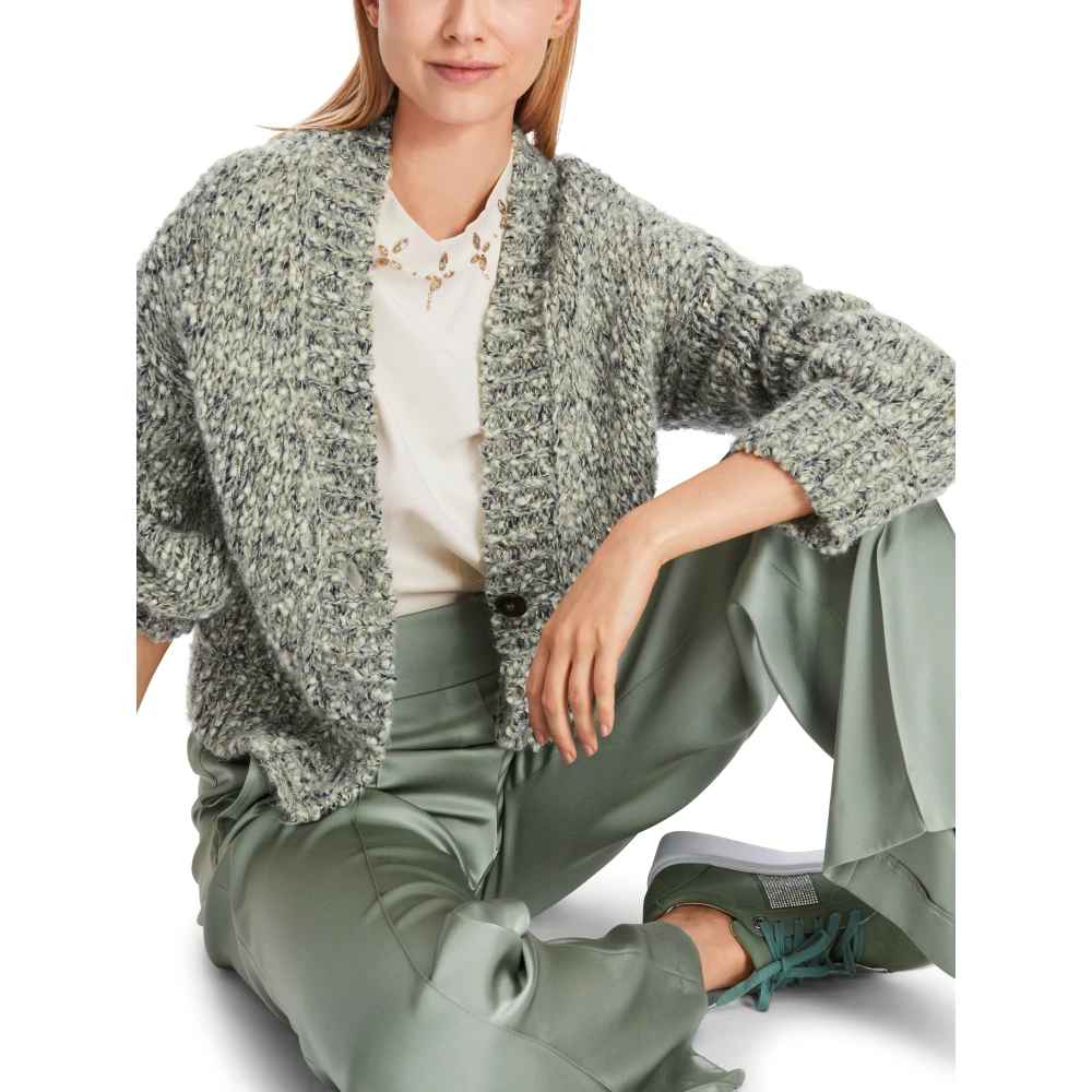 Marc Cain Oversized Cardigan met Lurex Details Gray Dames
