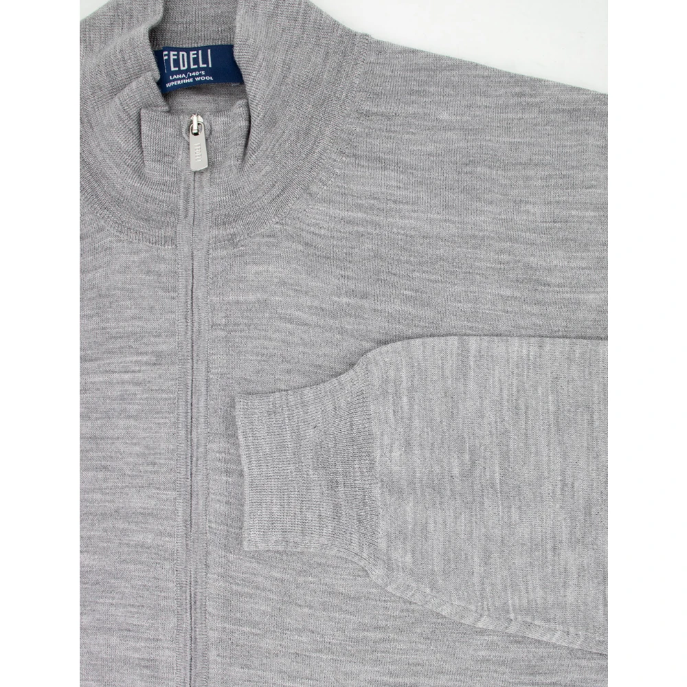 Fedeli Zachte Textuur Rits Cardigan Gray Heren