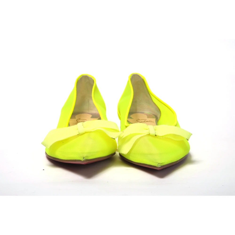 Christian Louboutin Fluro Gele Platte Puntige Schoen Yellow Dames