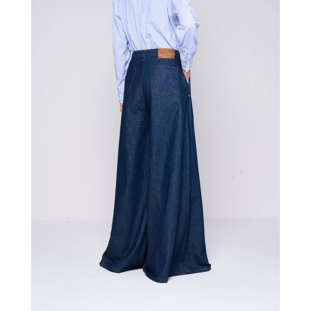 Silvian Heach Hoge taille wijde pijp jeans Blue Dames