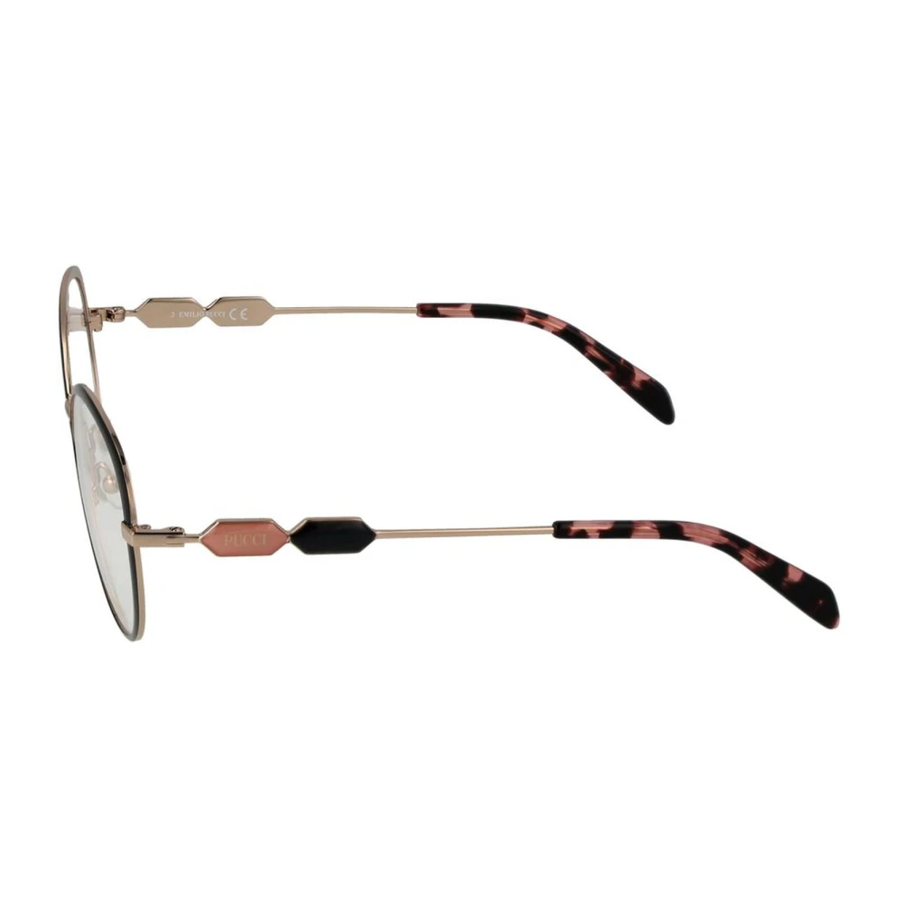 EMILIO PUCCI Zwarte Dames Ronde Metalen Optische Frames Multicolor Dames