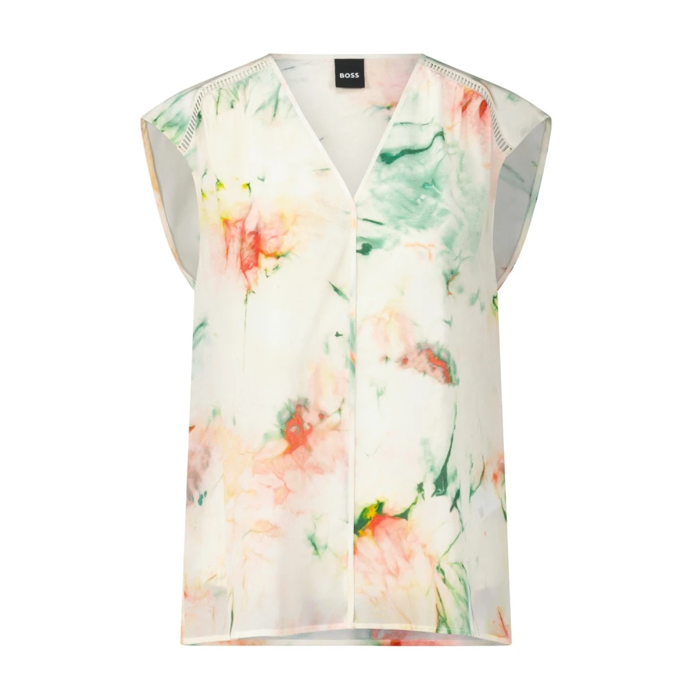Hugo Boss Zijden blouse Binadi met haakdetails Multicolor Dames