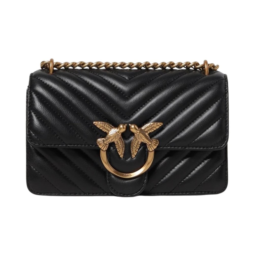 Pinko Donna Nero - Borsa A Tracolla Trapuntata In Pelle Con Chiusura A Forma Di Uccello - Bags - One Size - Immagine 1