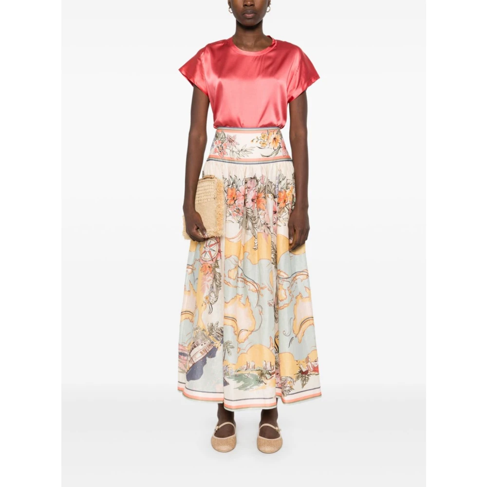 pinko Rode Zijden Korte Mouw Shirt Red Dames