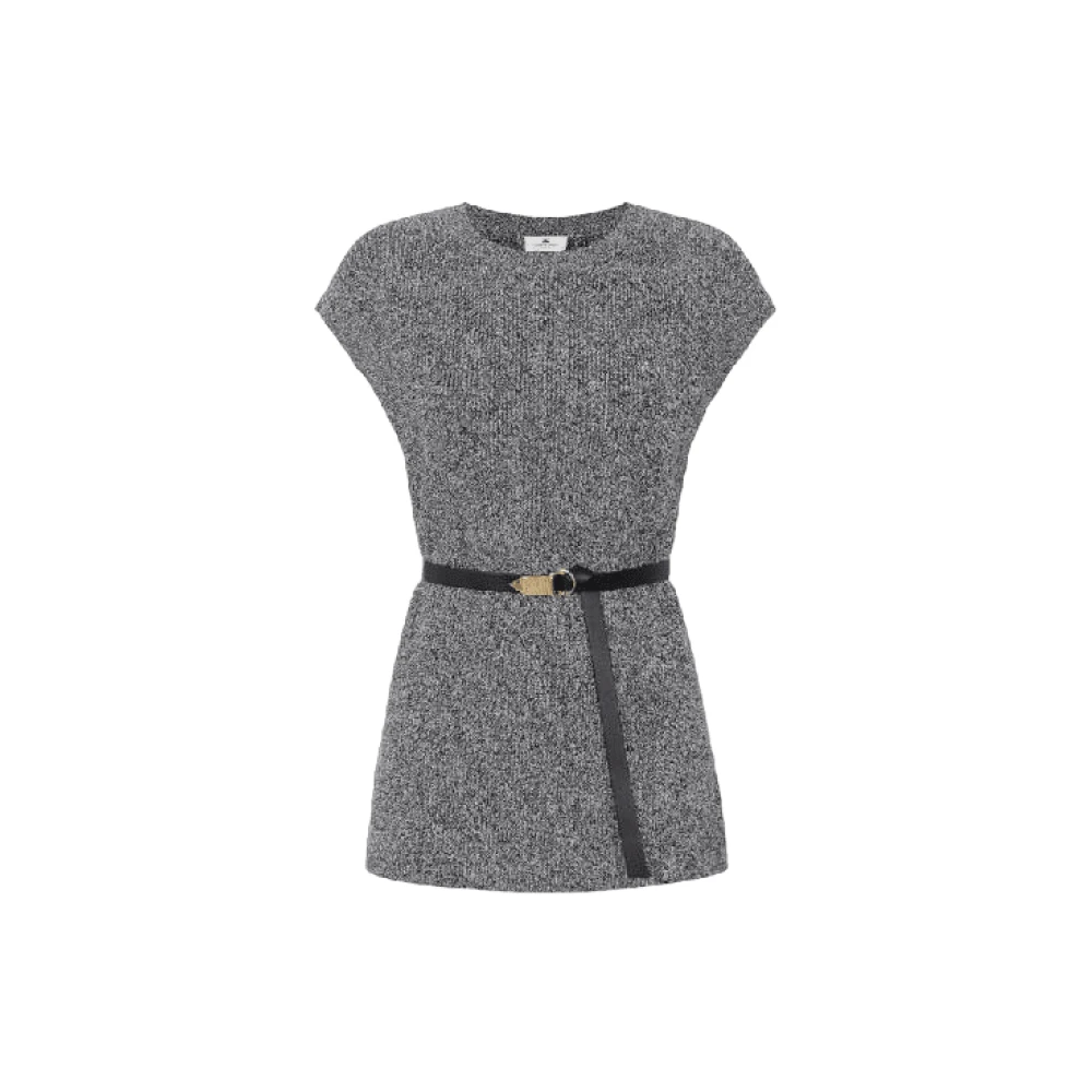 Elisabetta Franchi Gebreide Mouwloze Riemtop Gray Dames