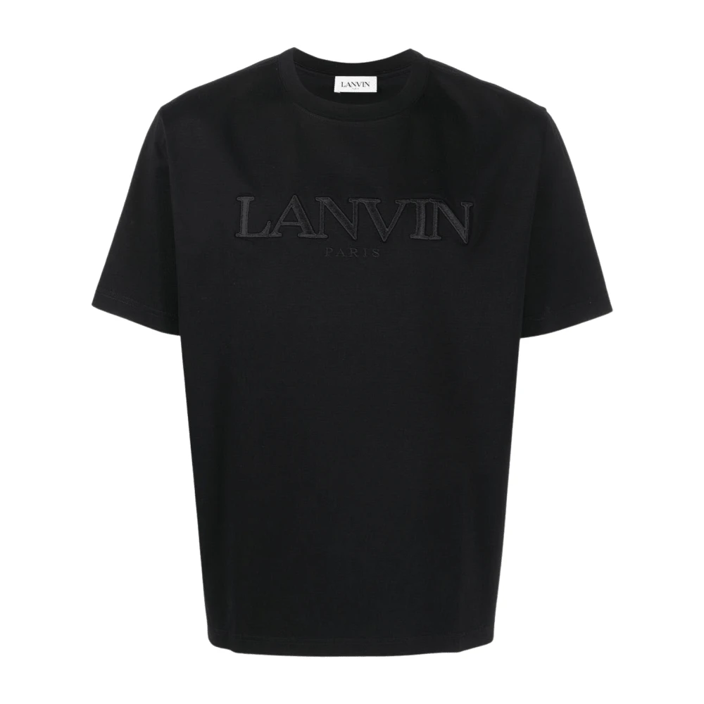 Lanvin Zwart Geborduurd Tee-Shirt Parijs Black Heren
