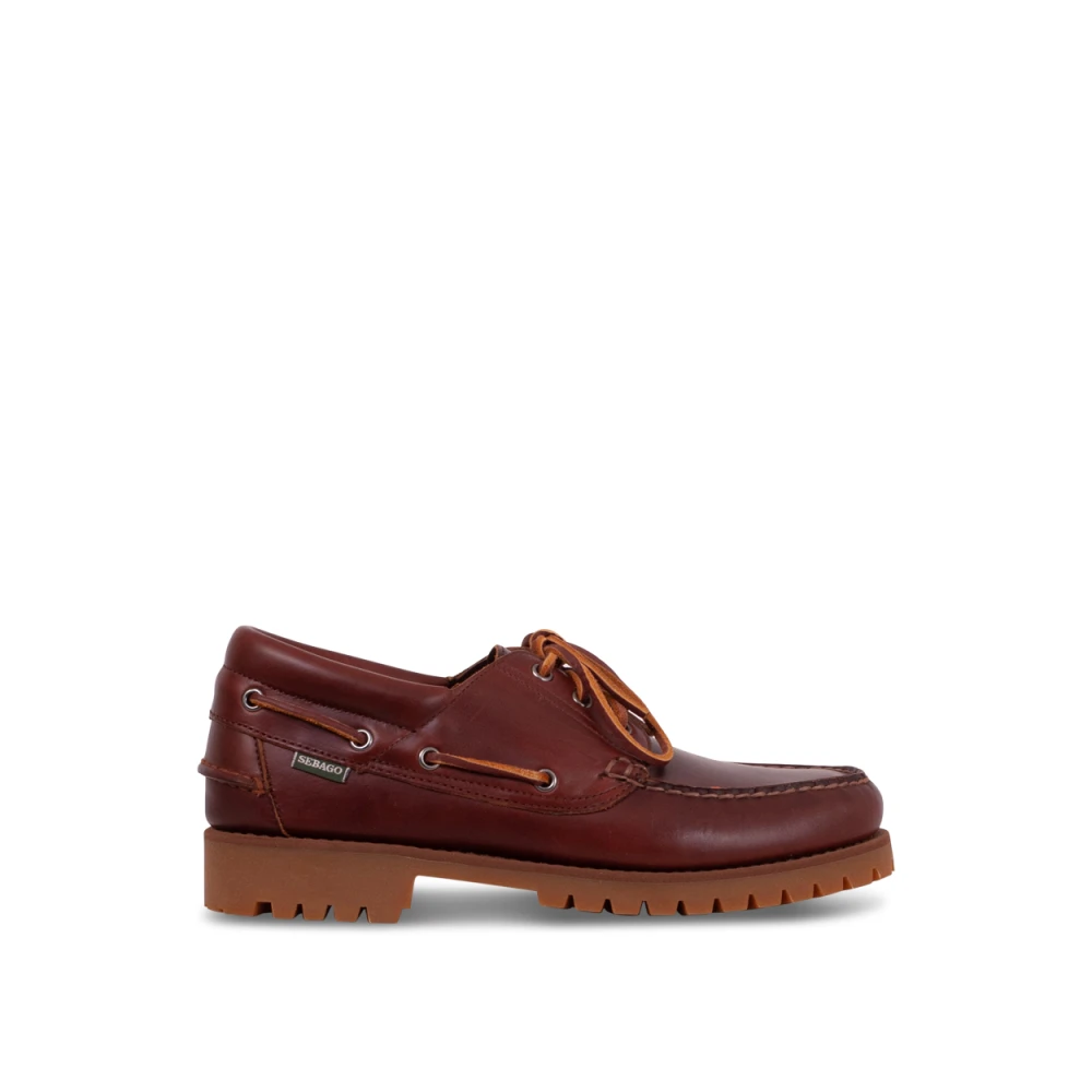 Sebago Handgemaakte Camelkleurige Leren Bootschoenen Brown Heren