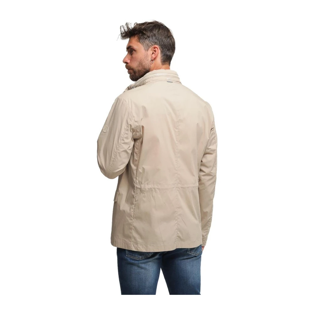 People of Shibuya Camouflage Hood Katoenen Jas met Zakken Beige Heren