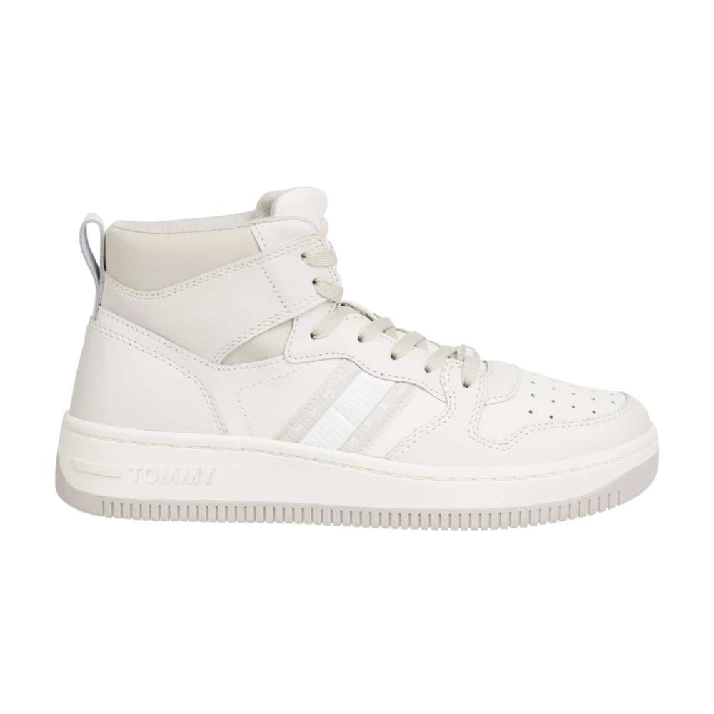 Tommy Jeans White Sneakers, Female, 8 Uk, Leather Ankle Boots Retro Mix