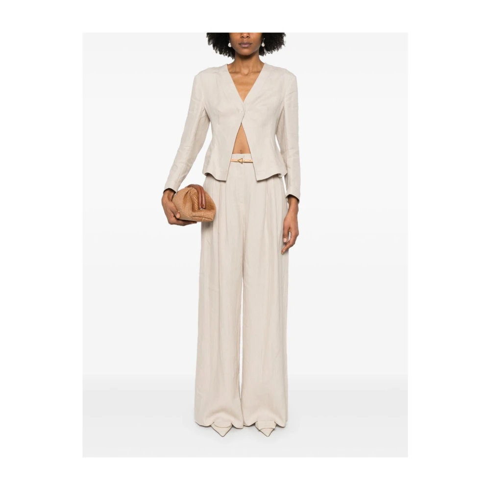 Giorgio Armani Beige Broek met Plooien Beige Dames