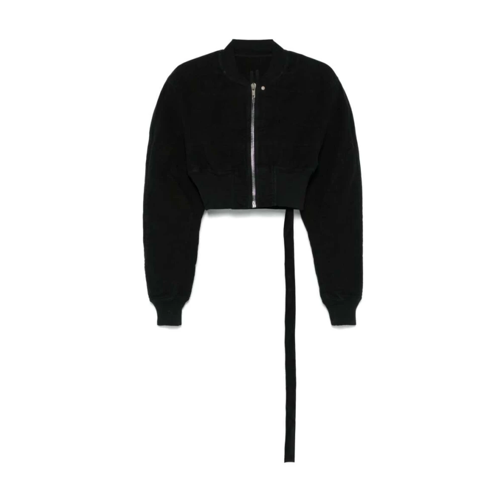 Rick Owens Zwarte Katoenen Baseball Kraag Jas Black Dames