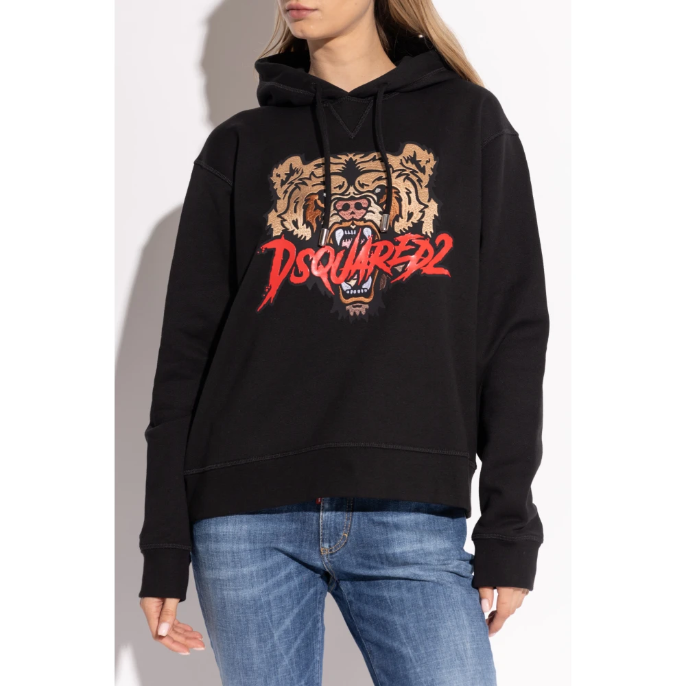 Dsquared2 Sweatshirt met logo Black Dames