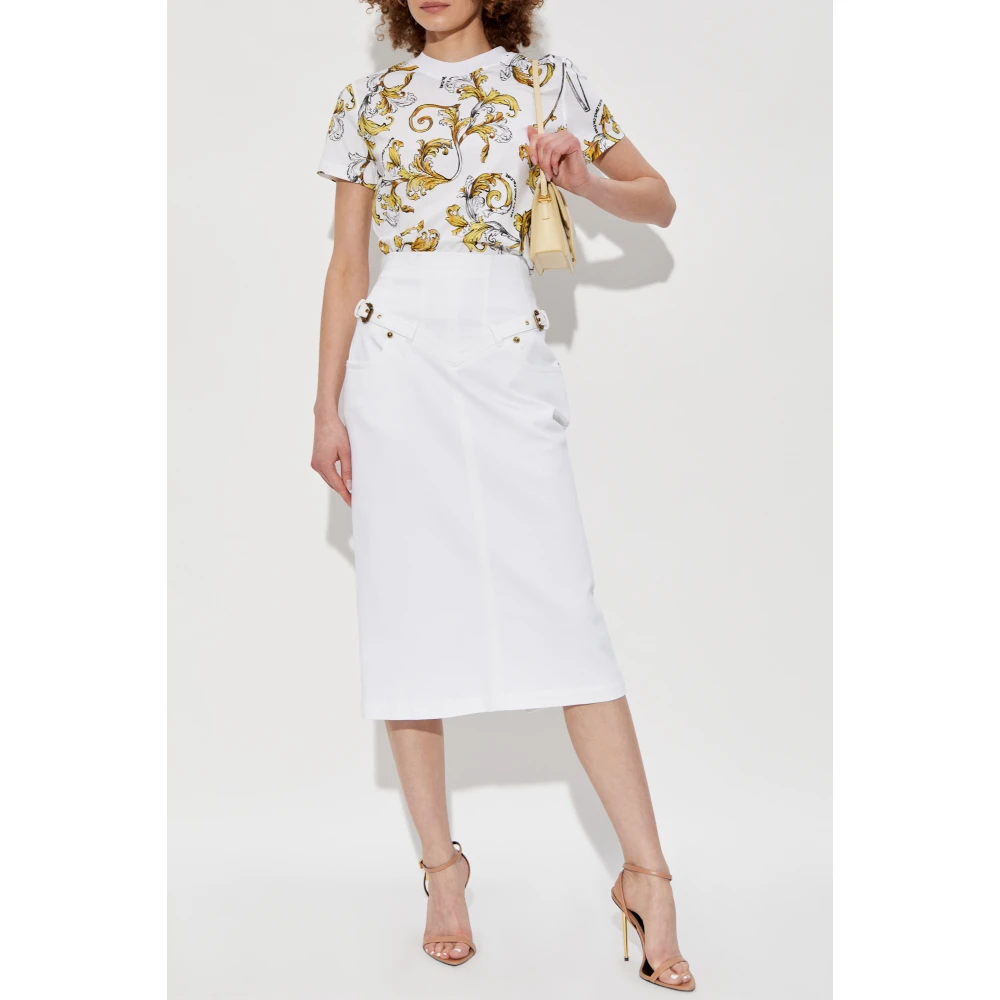 Versace Jeans Couture T-shirt met print Outline Barocco White Dames