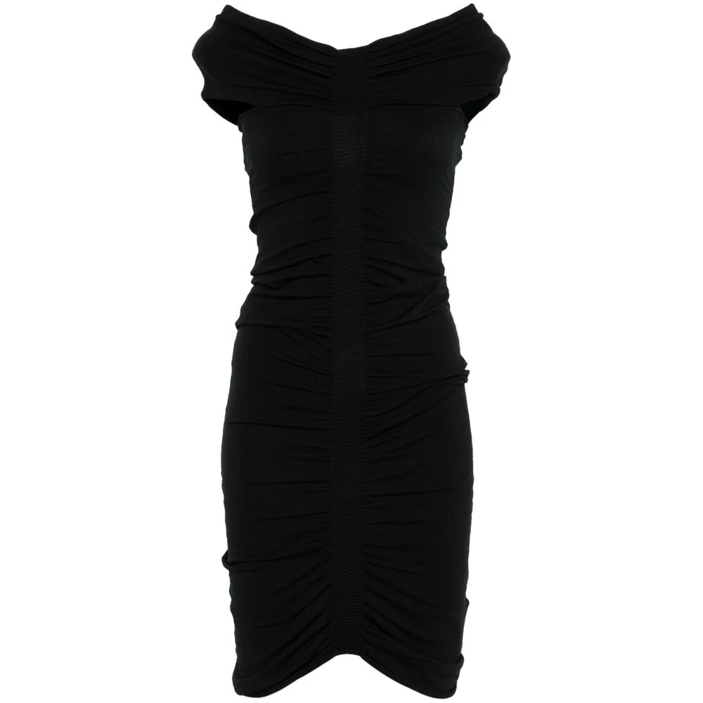 Alexander wang Zwarte Gerimpelde Asymmetrische Zoom Jurk Black Dames