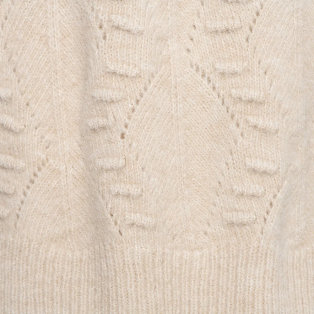 &Co Woman Ecru Jacquard Gebreid Vest Beige Dames