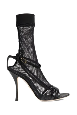 Svarta Fishnet Sandaler Elegant Stil