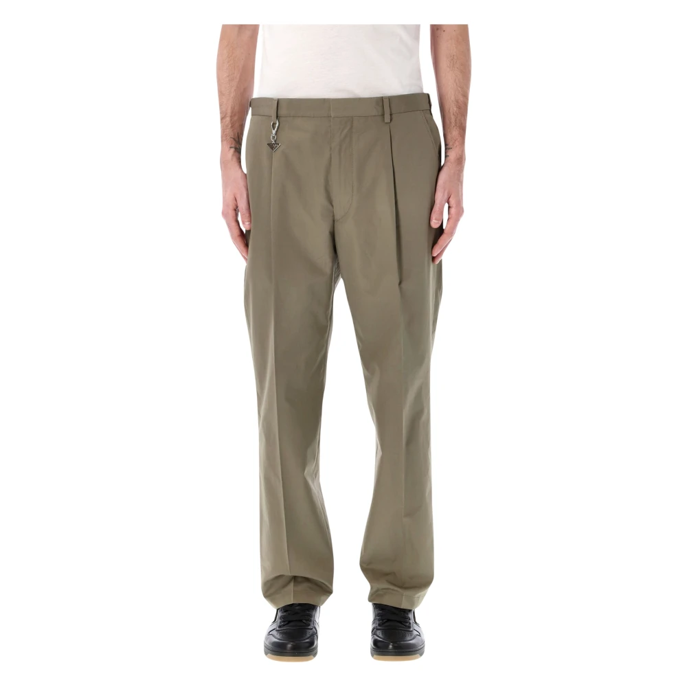 Prada , Slim-Fit Trousers, Male, Green, Xl, Cotton Trousers - Image 3