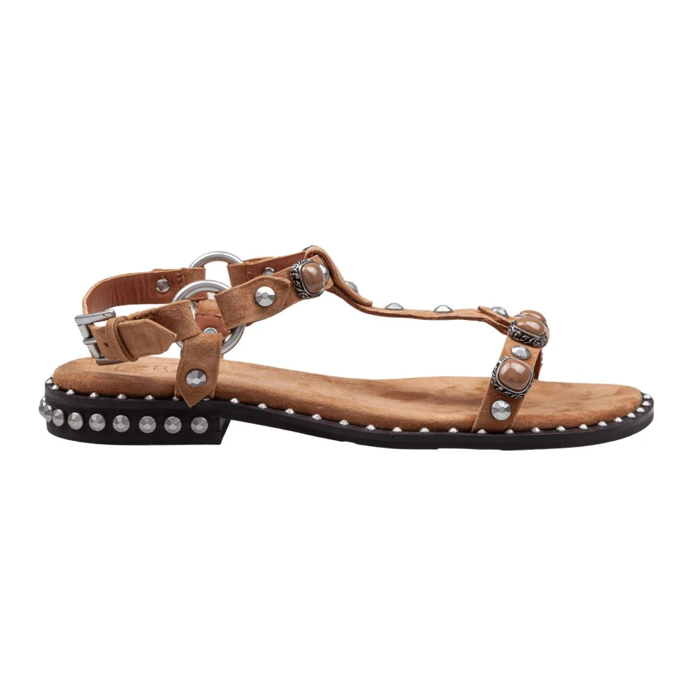 Ash Brown Flat Sandals, Female, 3 Uk, Suede Podium Sandal
