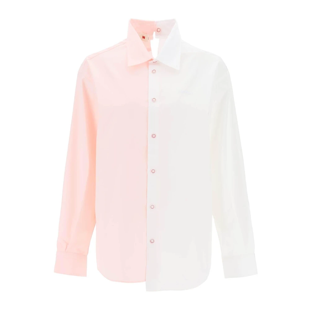 Marni Asymmetrische Twee-Tinten Shirt Pink Dames