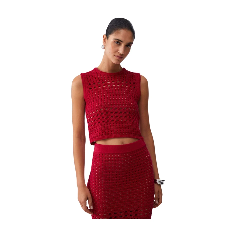 Liu Jo Donna Rosso - Open Knit Top - Knitwear - M