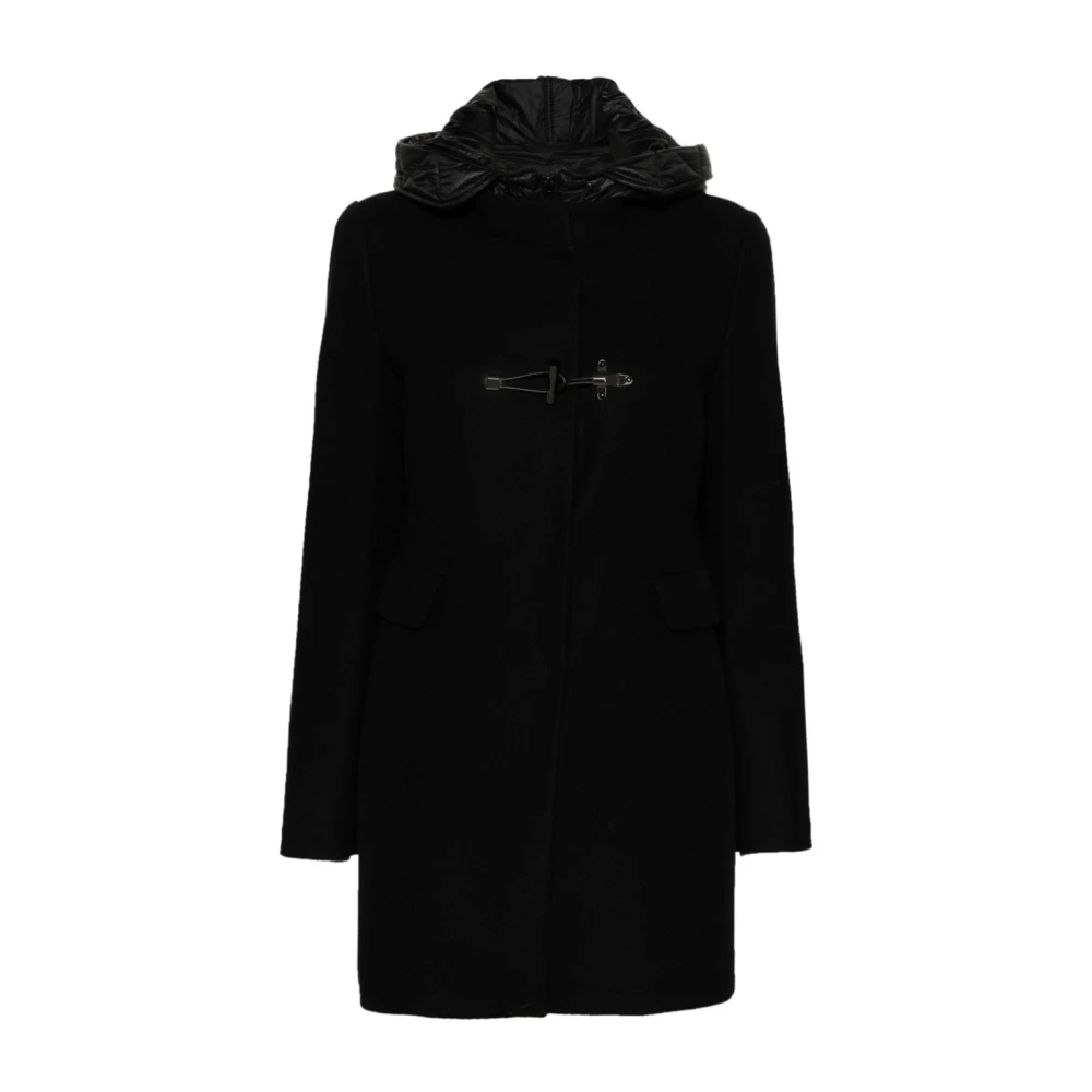 Fay Zwarte Toggle Coat met Kikker Sluiting Black Dames