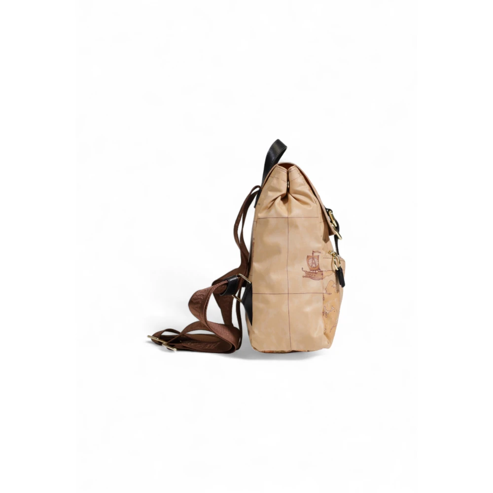 Alviero Martini 1a Classe Stijlvolle Leren en Katoenen Tote Tas Beige Dames