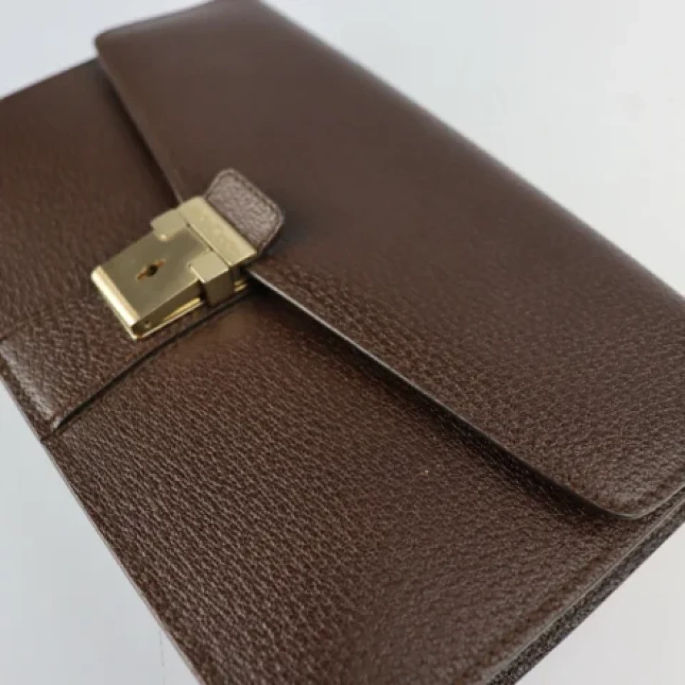 Salvatore Ferragamo Pre-owned Leather clutches Brown Dames