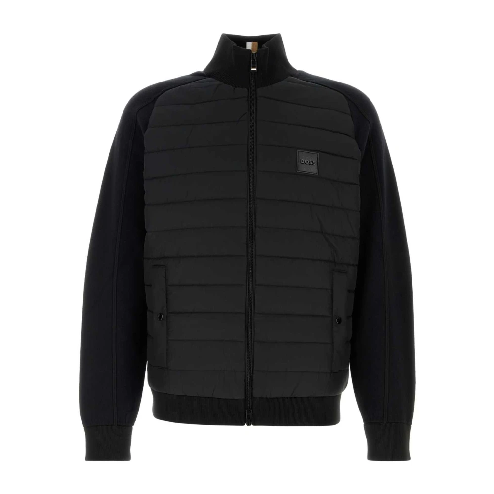 Boss Stijlvolle Zwarte Katoenen Blend Jas Black Heren
