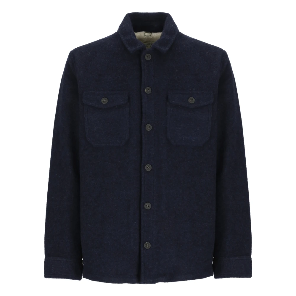 Saint Barth Blauwe Wol Overshirt met Kraag Blue Heren