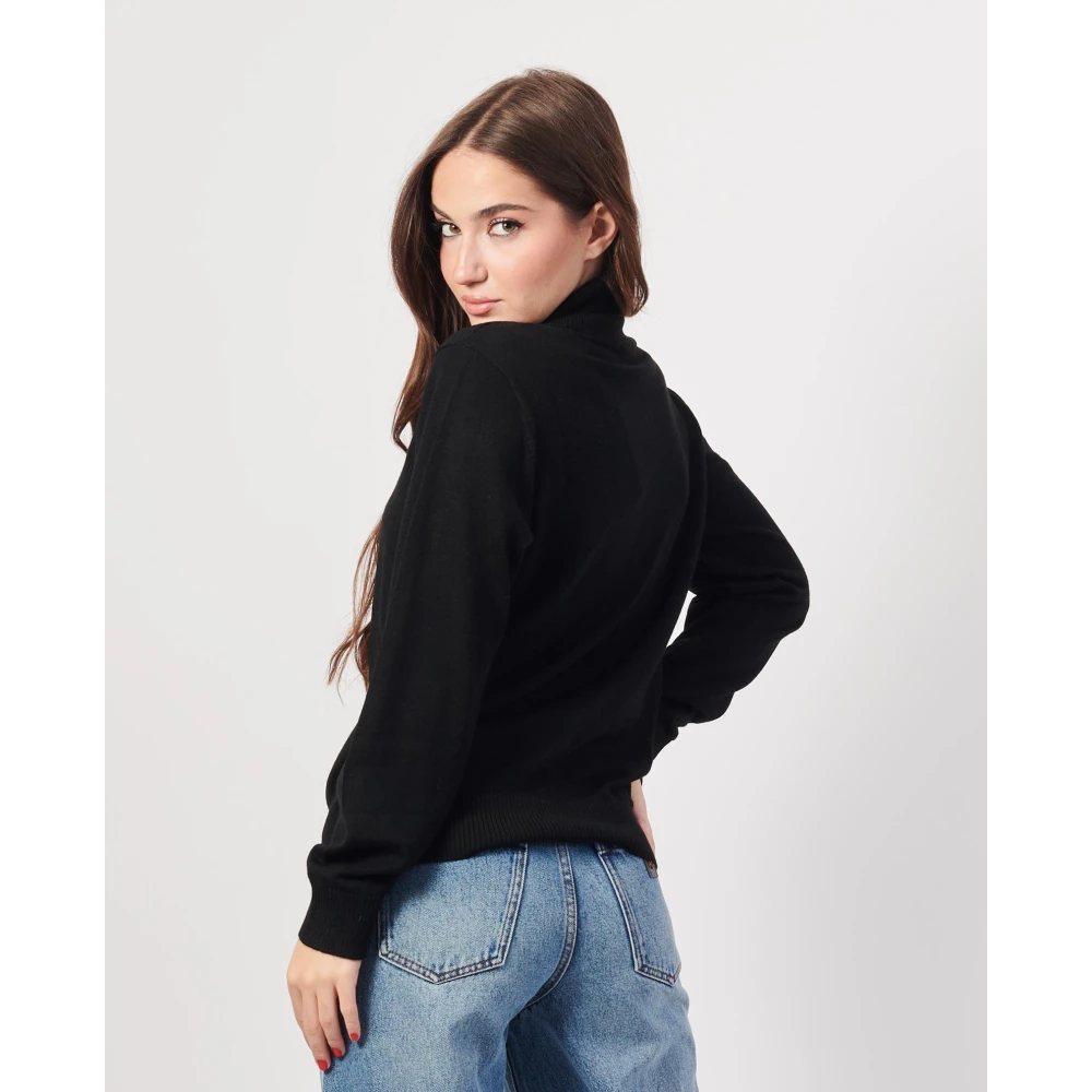 Armani Exchange Zwarte trui met geborduurd logo Black Dames