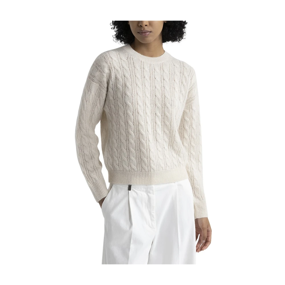 PESERICO Wol zijde kasjmier en alpaca trui Beige Dames