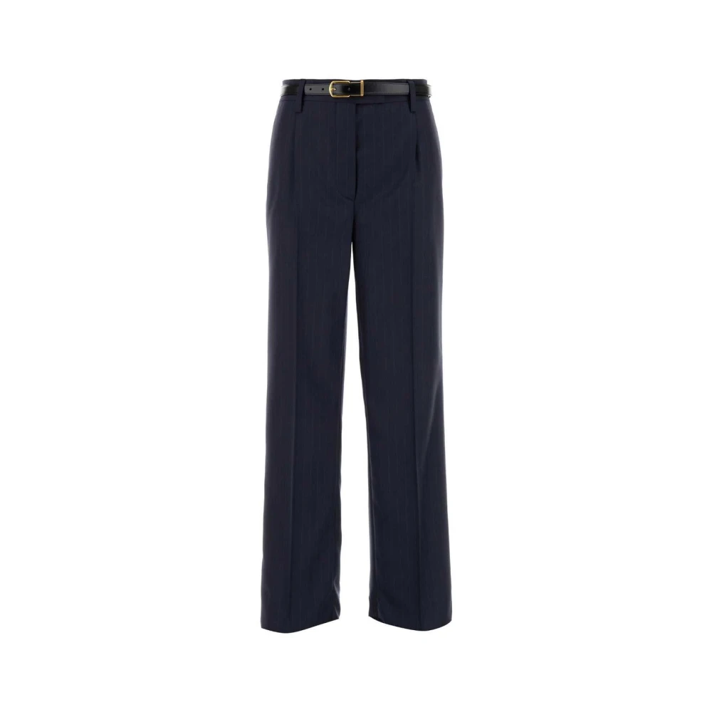 Prada Blå Pinstripe Wide-Leg Wool Pants