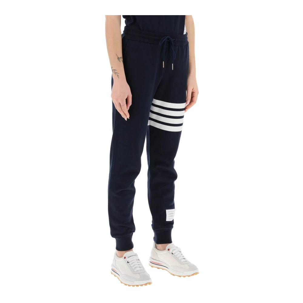 Thom Browne 4-Bar Loopback Katoenen Sweatpants Blue Dames