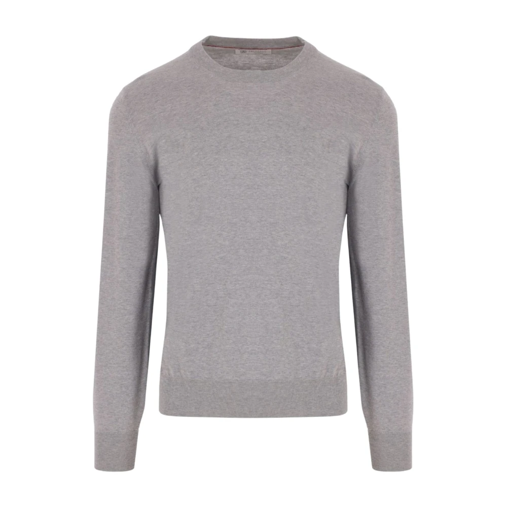 BRUNELLO CUCINELLI Lichtgrijze Katoenen Trui Gray Heren