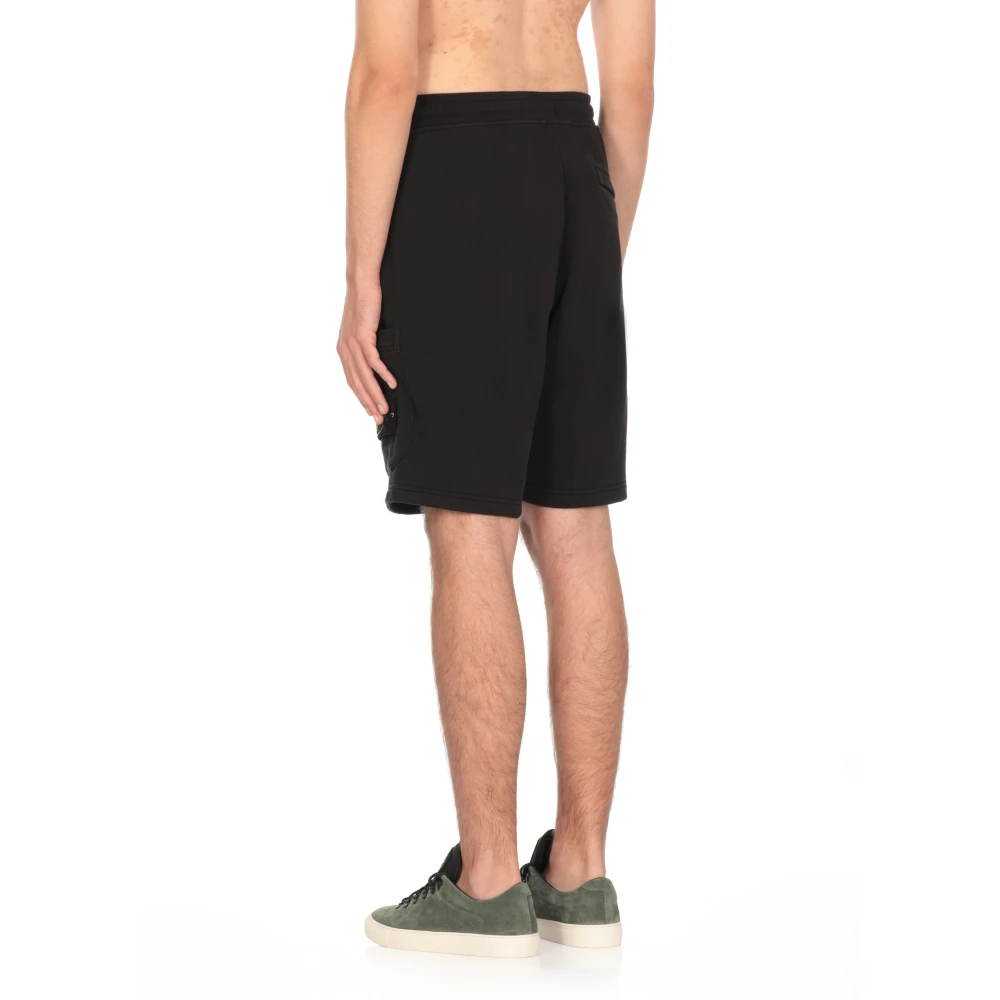 Stone Island Zwarte katoenen bermuda shorts met zakken Black Heren
