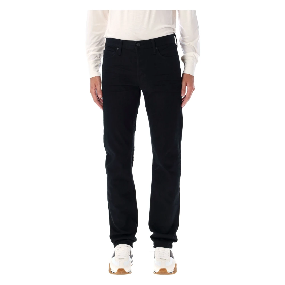 Tom Ford Zwarte Straight Fit Denim Jeans Black Heren