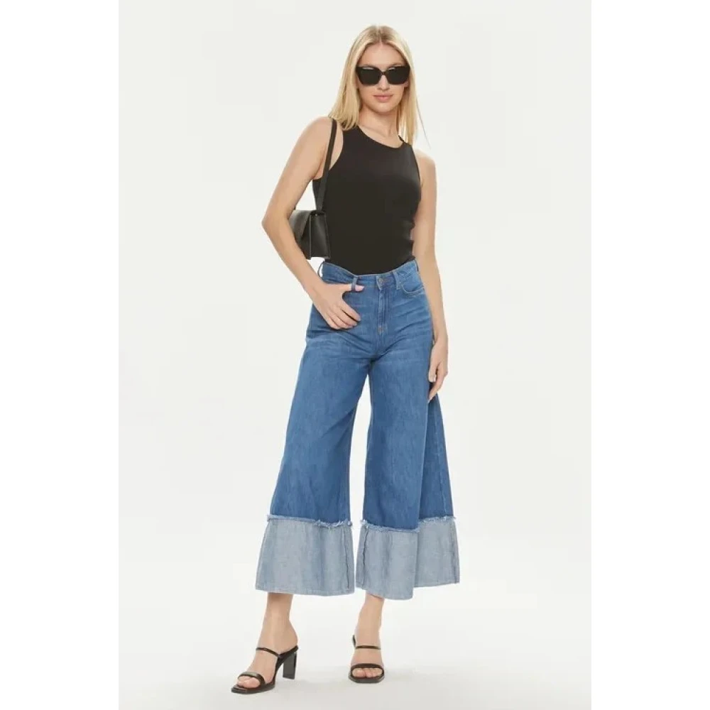 ViCOLO Wijde Pijp Dubbel Geplooide Broek Blue Dames