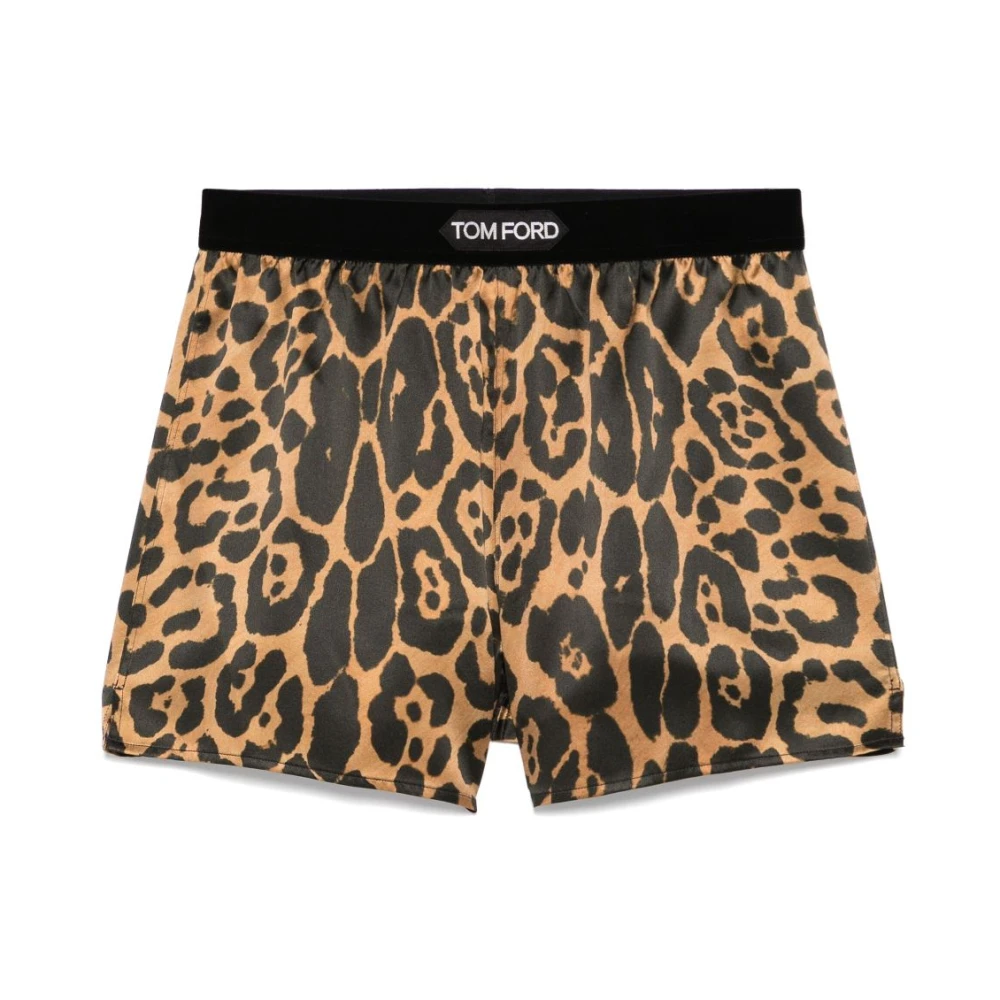 Tom Ford Women's Brown Bottoms,, Leopard Satin Boxers Small