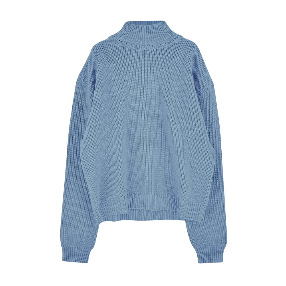 Rick Owens Virgin Wol Turtleneck Knitwear Blue Heren
