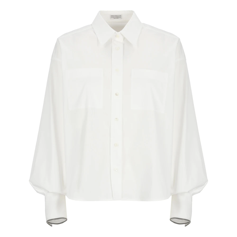 BRUNELLO CUCINELLI Witte Katoenen Shirt met Kraag White Dames