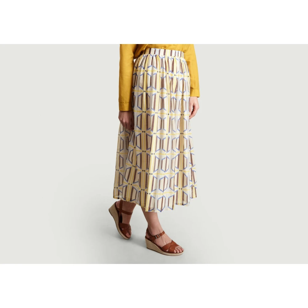 Chloé Geometrisch Patroon Zijden Midi Rok Multicolor Dames
