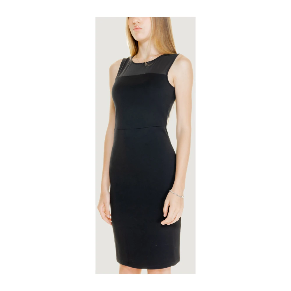 Emporio Armani Zwarte Mouwloze Jurk Abito Smanicato Black Dames