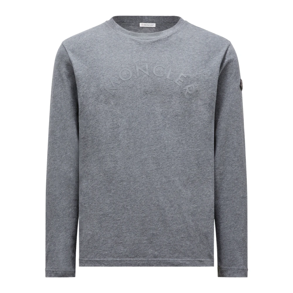 Moncler Grijze Logo Longsleeve T-shirt Gray Heren