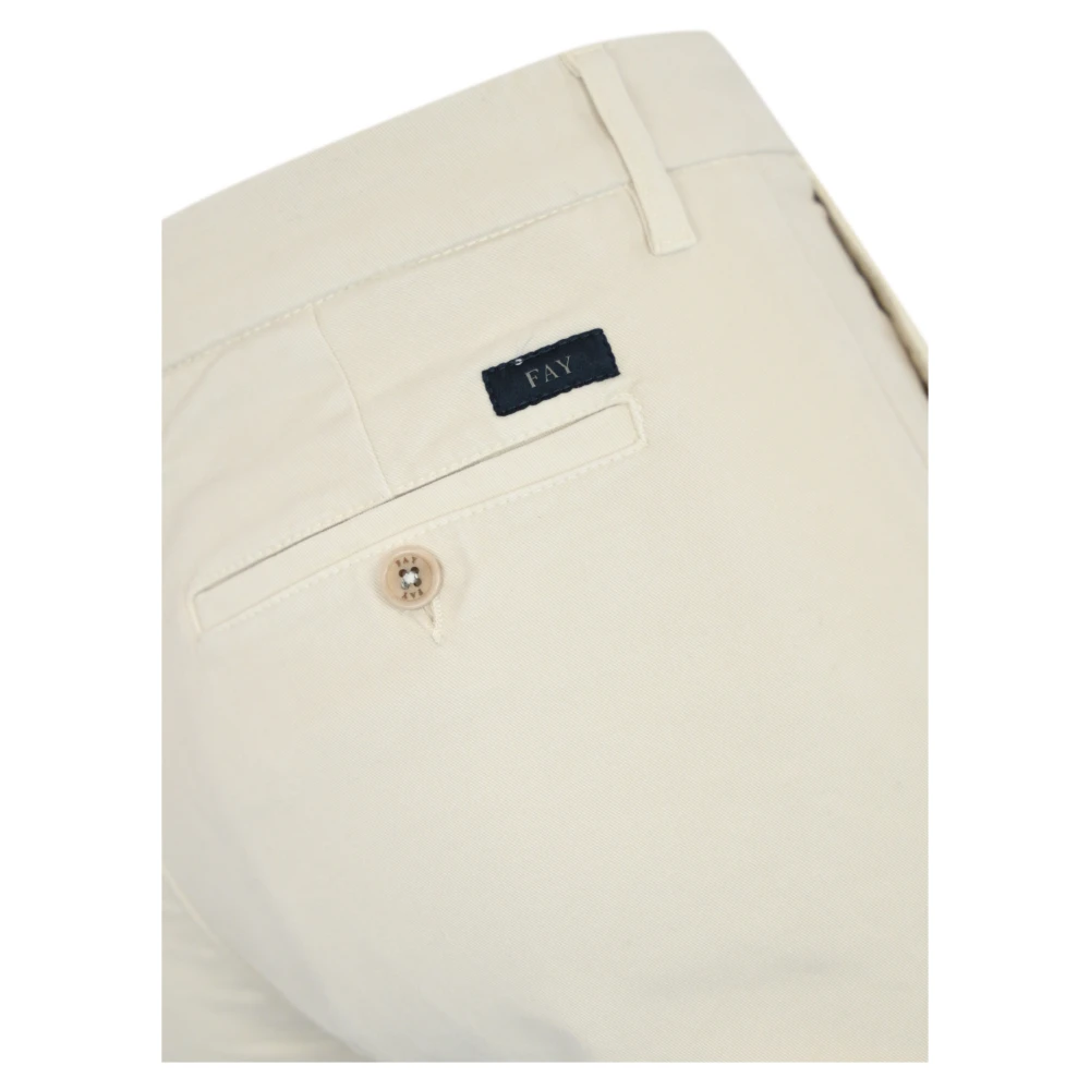 Fay Slim Katoen Gabardine Beige Broek Beige Heren