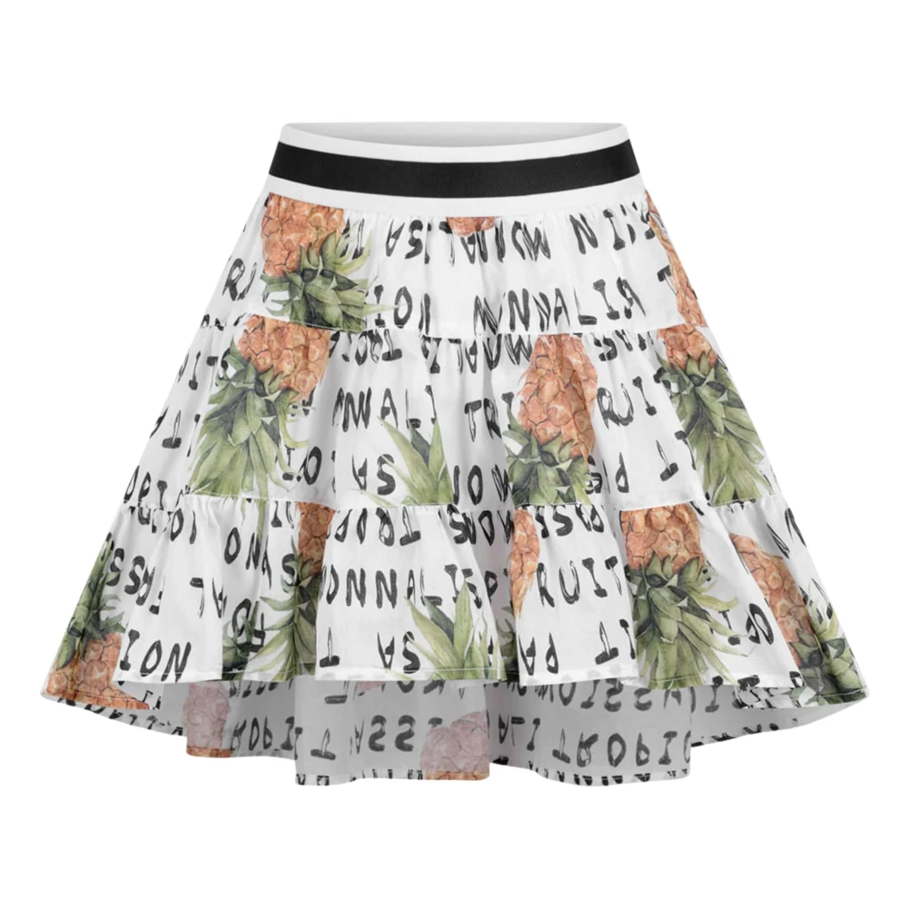 Monnalisa , Kids Skirts, Female, Multicolor, 10 Y, Girls Cotton Pineapple Skirt In Multicolour