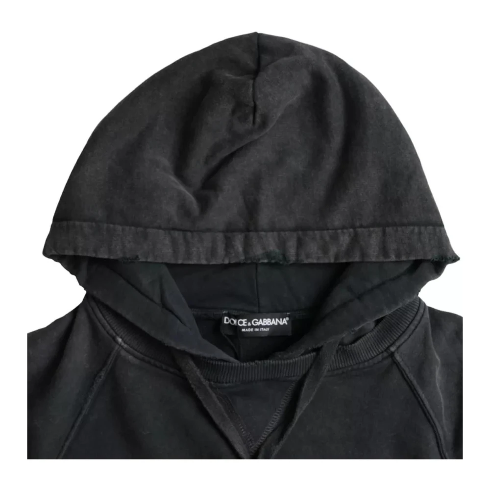 Dolce & Gabbana Zwarte Katoenen Hoodie Crop T-shirt Black Heren