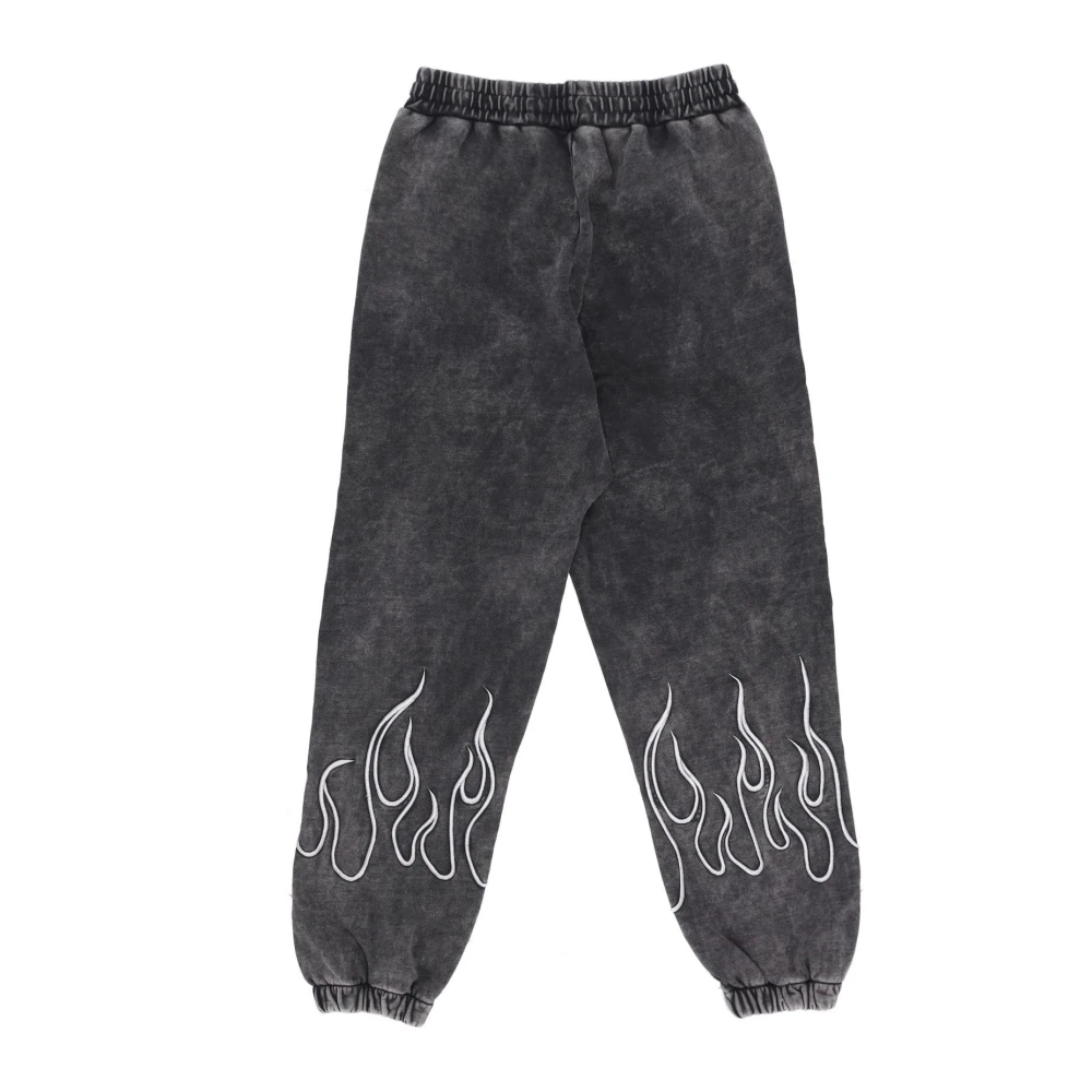 Vision OF Super Grijze Fleece Trainingsbroek met Geborduurde Vlammen Gray Heren