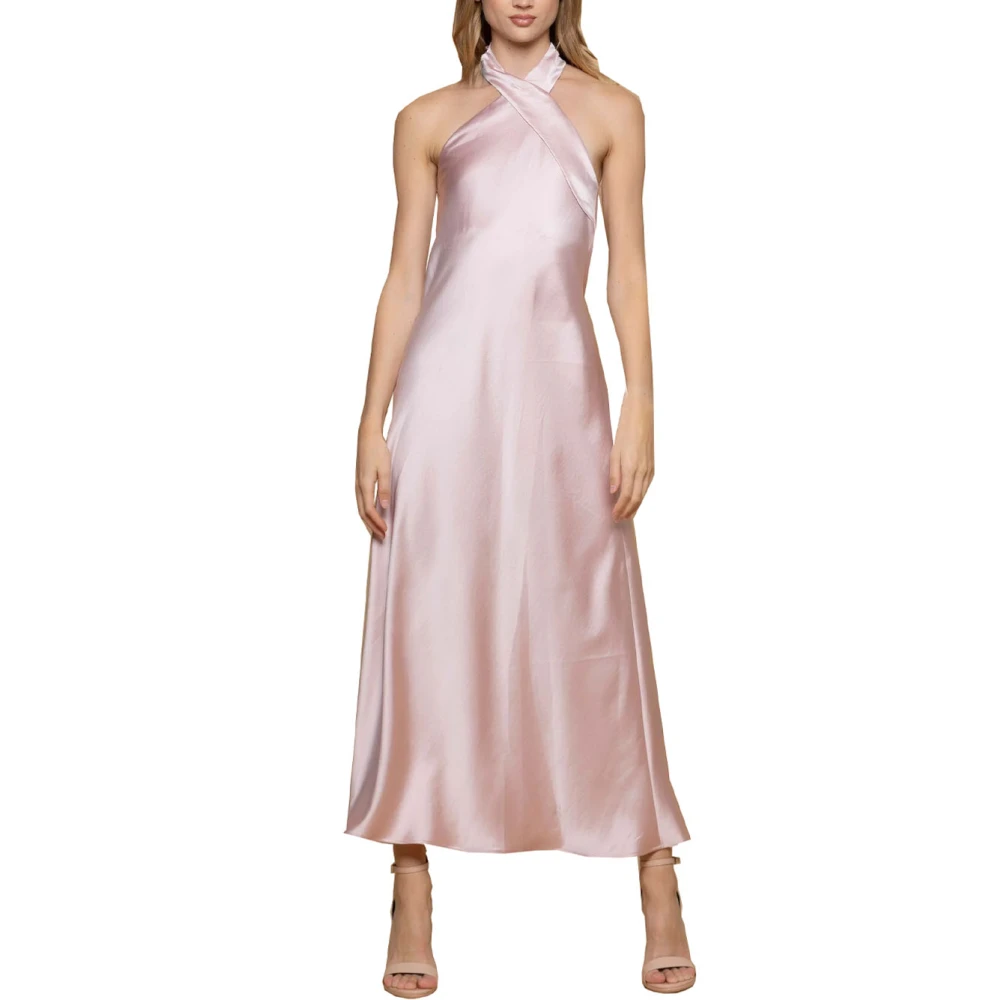 Kocca Elegante lange jurk met gekruiste halslijn Pink Dames
